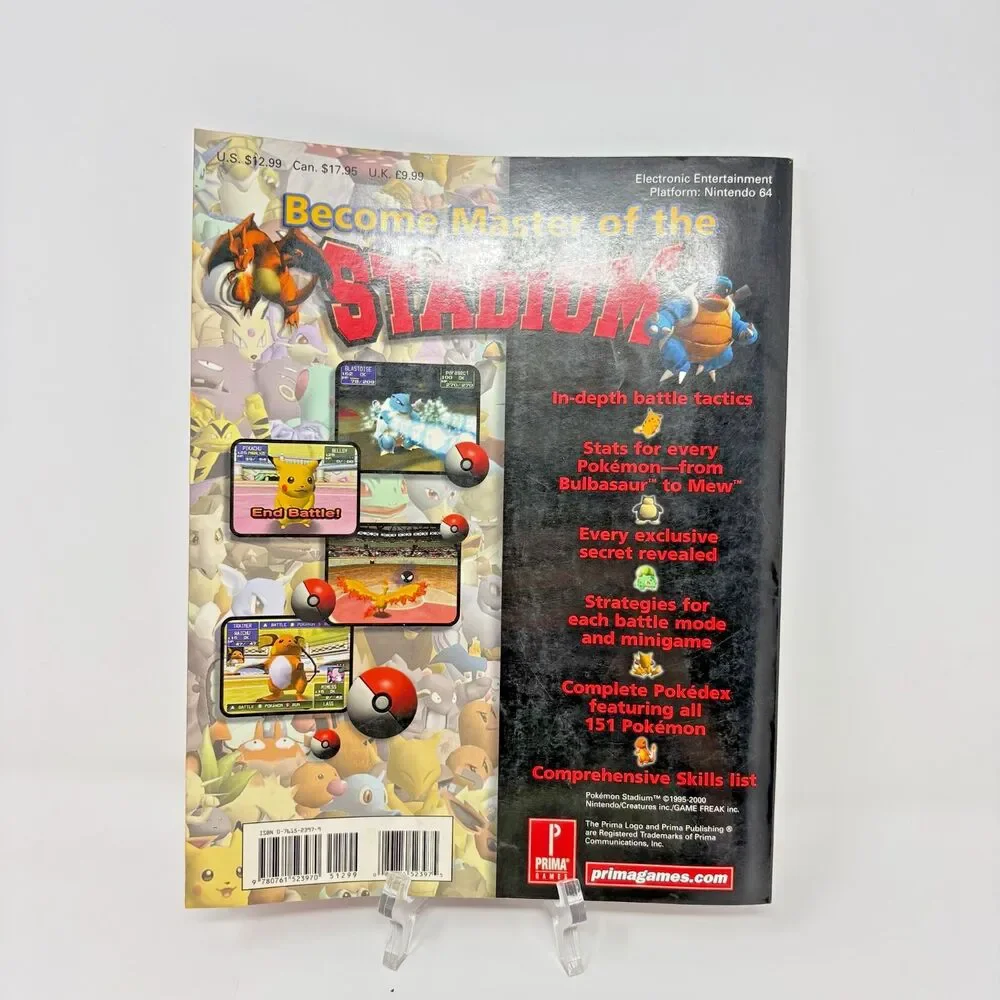 Pokemon Stadium Prima Official Strategy Guide Nintendo 64 N64 2000 Strategy Book